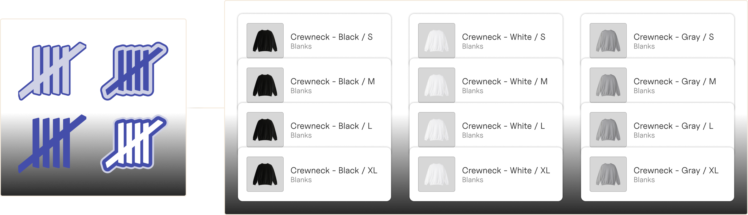 Tally product combinations